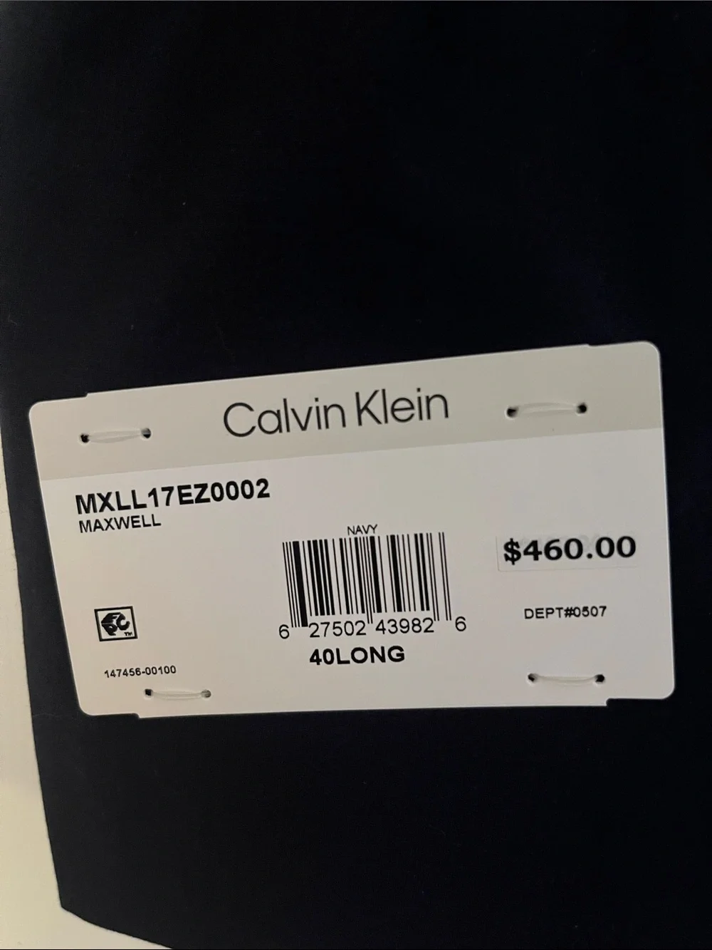 Calvin Klein Men’s Slim-Fit Wool-Blend Stretch Suit Jacket 40L & Trousers 32x34